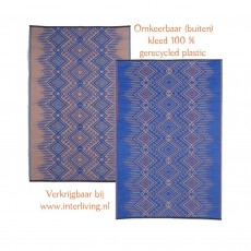 omkeerbaar-kleed-scandinavisch-patroon-beige-blauw-India-gerecycled-plastic