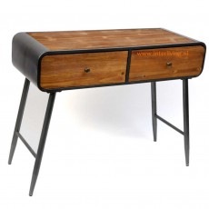hal-muur-tafel-industrieel-retro-sidetable-zwart-metaal-hout-ronde-hoekjes-twee-laden