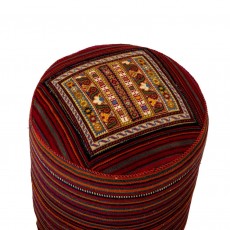 ottoman-kelim-poef-geweven-tapijt-groot-rond-rood-oranje-paars-blauw-groen