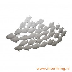 wanddecoratie-metaal-groep-vissen-3D-schilderij-poster-wandpaneel-62x28-cm--prijs-27,50-euro