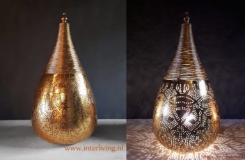 kleine-lamp-goud-tafel-marokkaanse-stijl-metaal-druppel-vorm-peer-gaatjes-filigrain-wire-draad