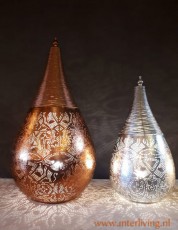 oosterse-tafellamp-sfeerlicht-koper-zilver-goud-zwart--metaal-arabisch-oosters-marokkaans-druppel-gaatjes-wire-draad