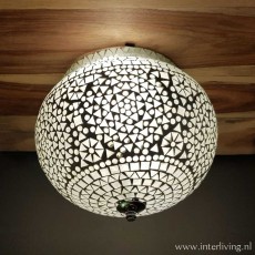ronde-bol-lamp-model-plafond-gang-hal-toilet-wit-glas-mozaiek-zwart-wit-grijs-woonstijl