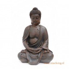 boeddha-beeld-boho-styling-hout-look-polystone-vintage-stijl