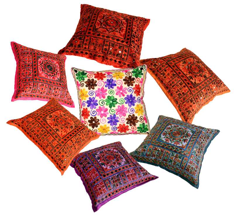 In tegenspraak moeilijk tevreden te krijgen Ochtend Nieuwe kleurrijke kussens uit India - Vrolijke folklore - webshop