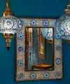 Gekleurde lamp - blauwe hanglamp pompoen mozaïek turks design 