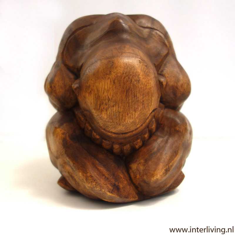weten kom Implicaties huilende boeddha of "orang malu" beeld van hout & gelukssymbool