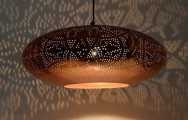 Prachtige vintage koperen hanglamp - model UFO