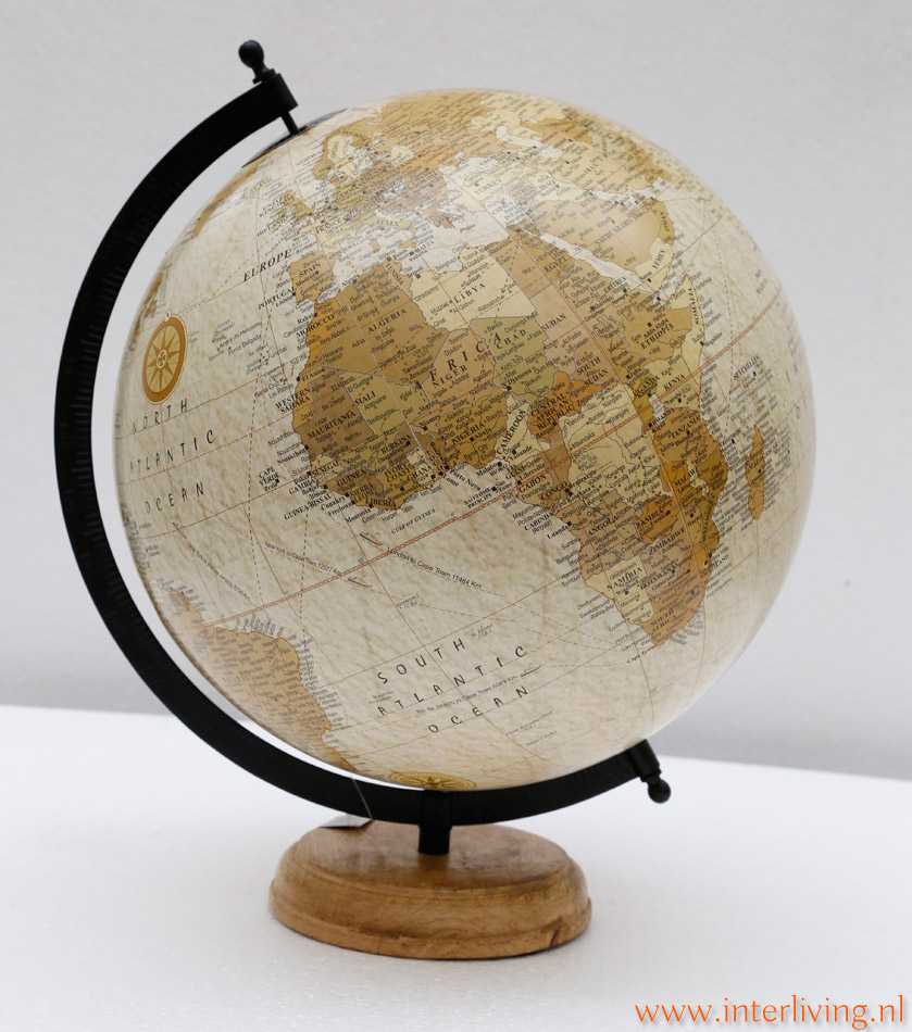 globe of wereldbollen in vintage stijl in verschillende grote maten