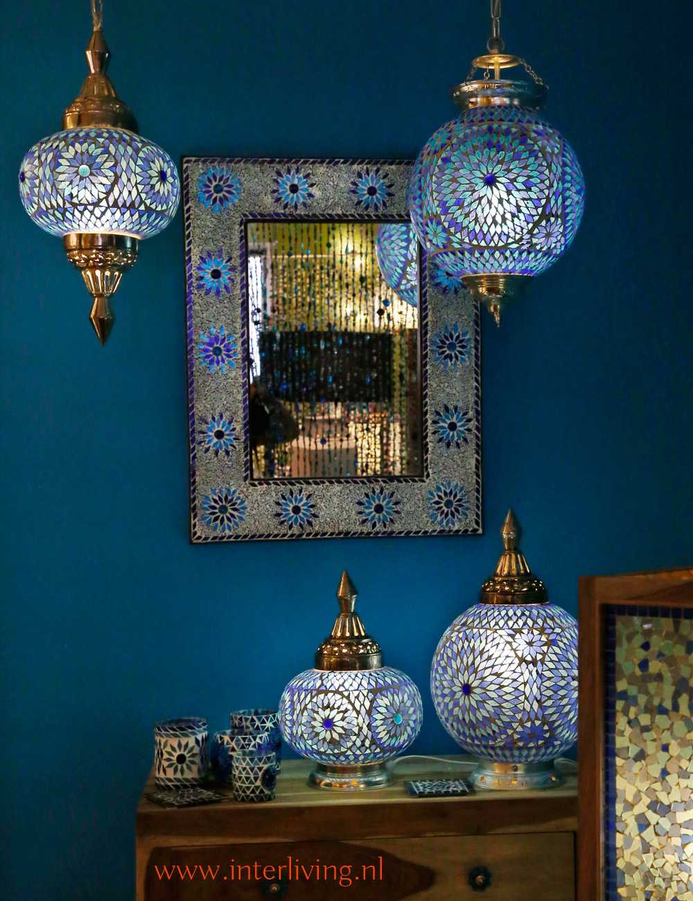 Blijven boter links Mozaïek lampen, 1001 sfeerverlichting, Turks - Marokkaans design India