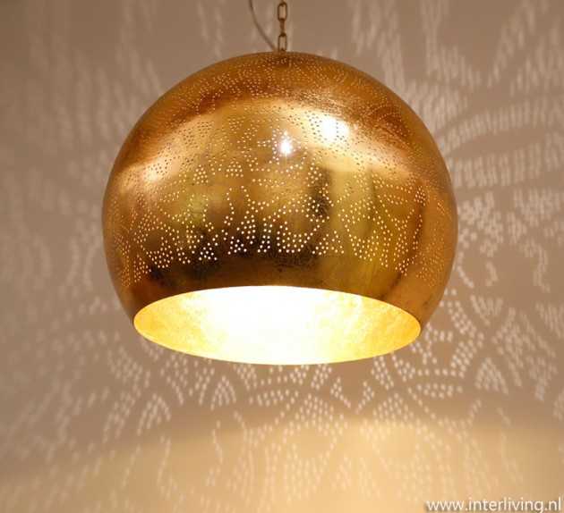 Vorm van het schip Controle B.C. Gouden hanglamp - Oosterse bol lamp - vintage goud boven de eettafel
