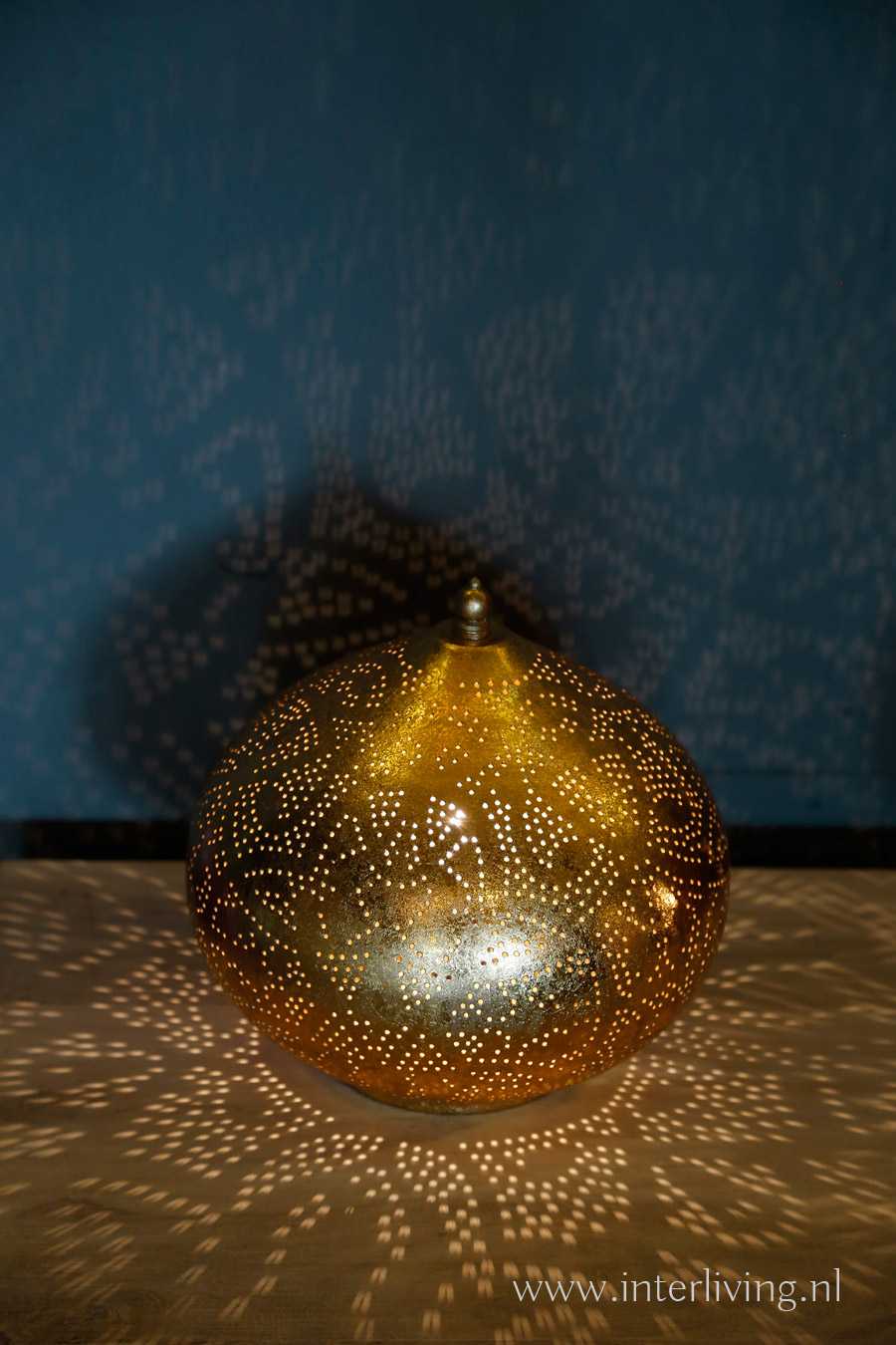 gouden lamp - combineren met blauw