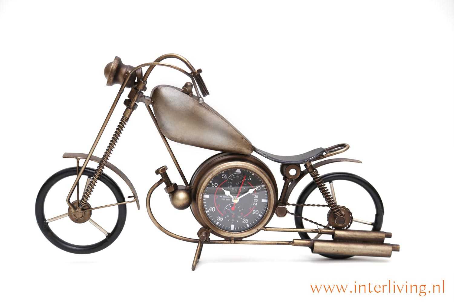 Kruiden behang Grafiek Oud model chopper motor klok - vintage styling - een nostalgische trend  voor in huis (leuk cadeau idee) - Interliving shop