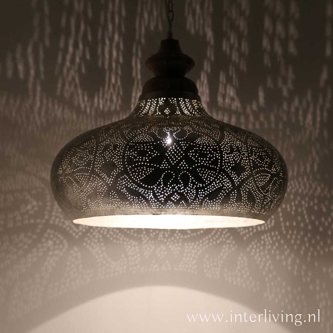 Verrassend Grote hanglamp voor boven de eettafel - vintage zilver met hout AI-19