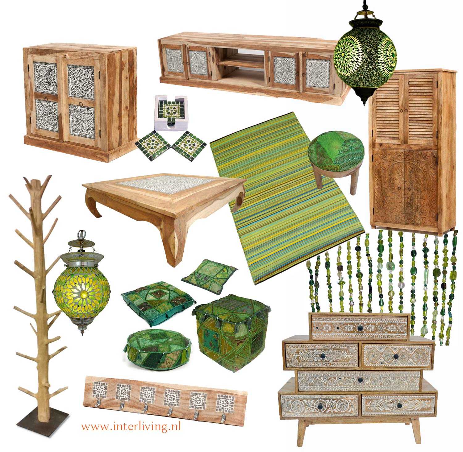 stoere blanke naturel houten meubelen - botanische woontrend