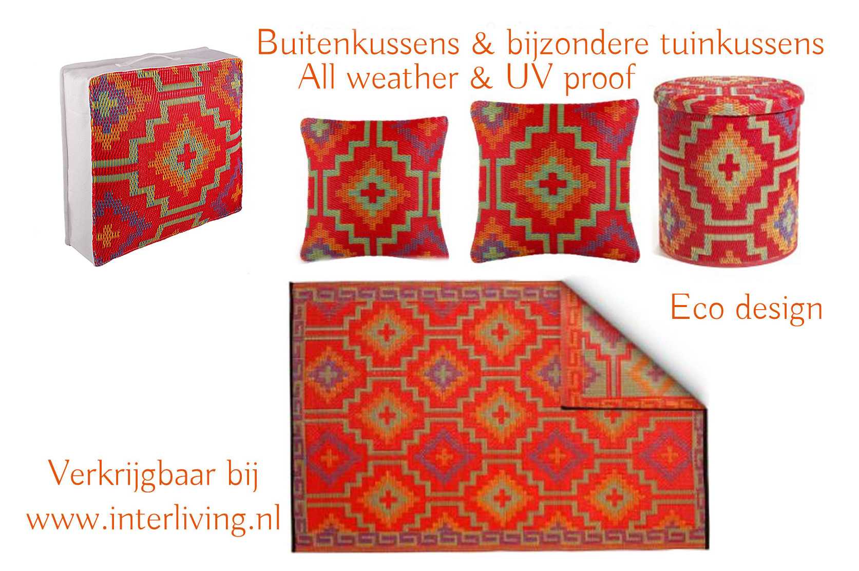 kelim tuinkussens of buitenkussens - eco plastic en weerbestendig - uv proof