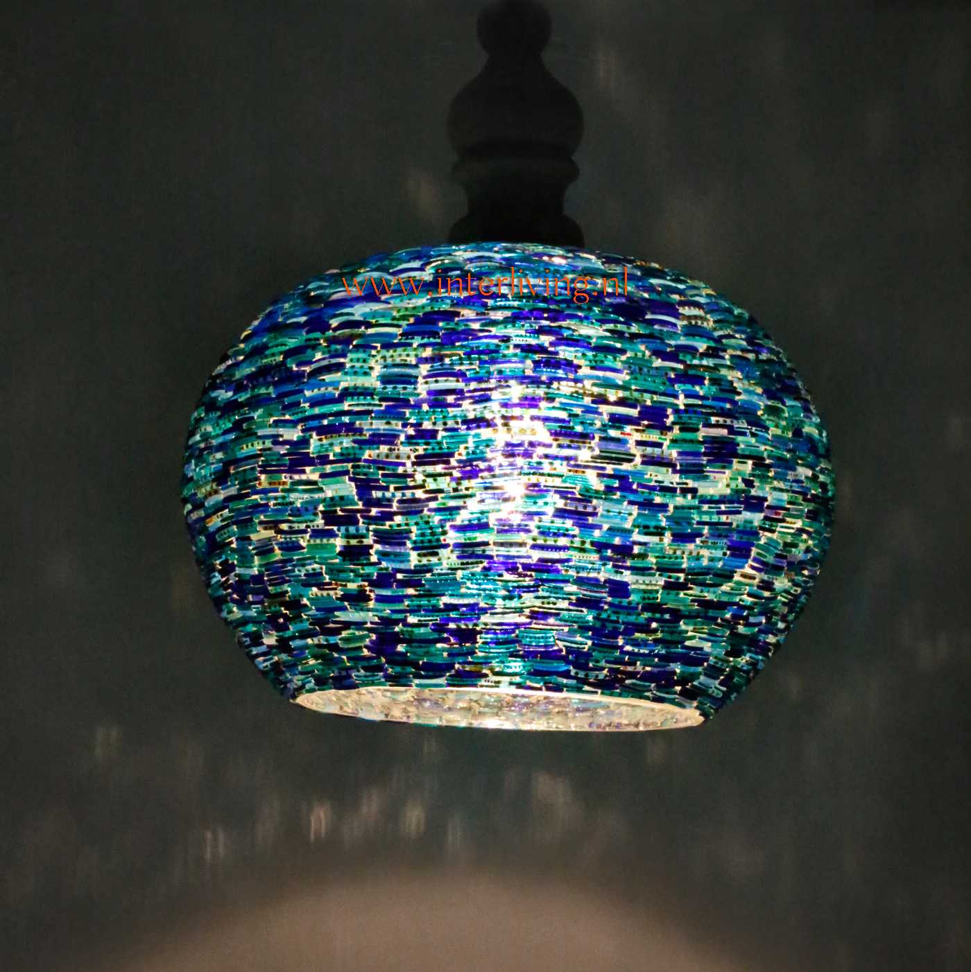 Onderzoek beeld voorspelling Ibiza lamp - blauwe hanglamp met een vakantie strand huis hippy stijl