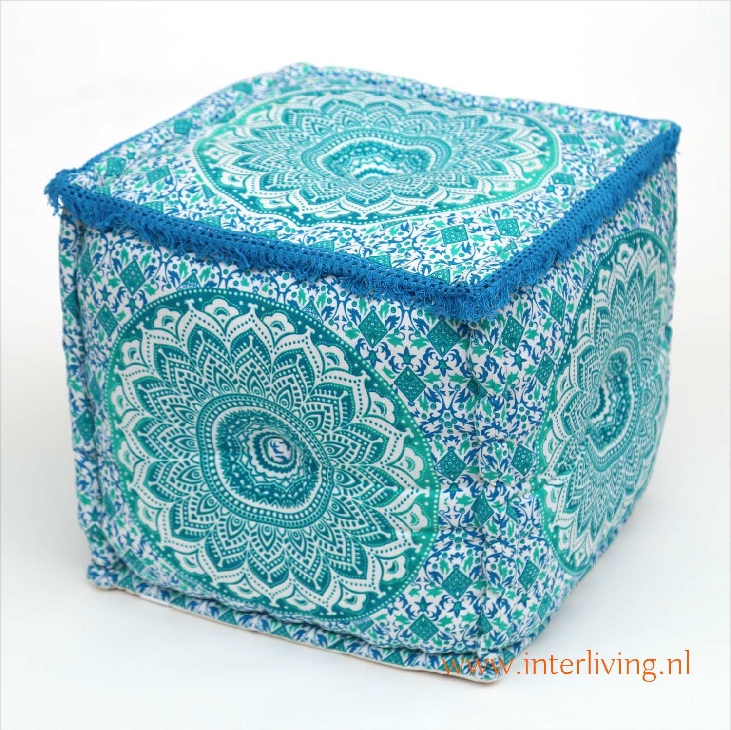 oosterse-vierkante-poef-mandala-patroon-aqua-groen-blauw-wit