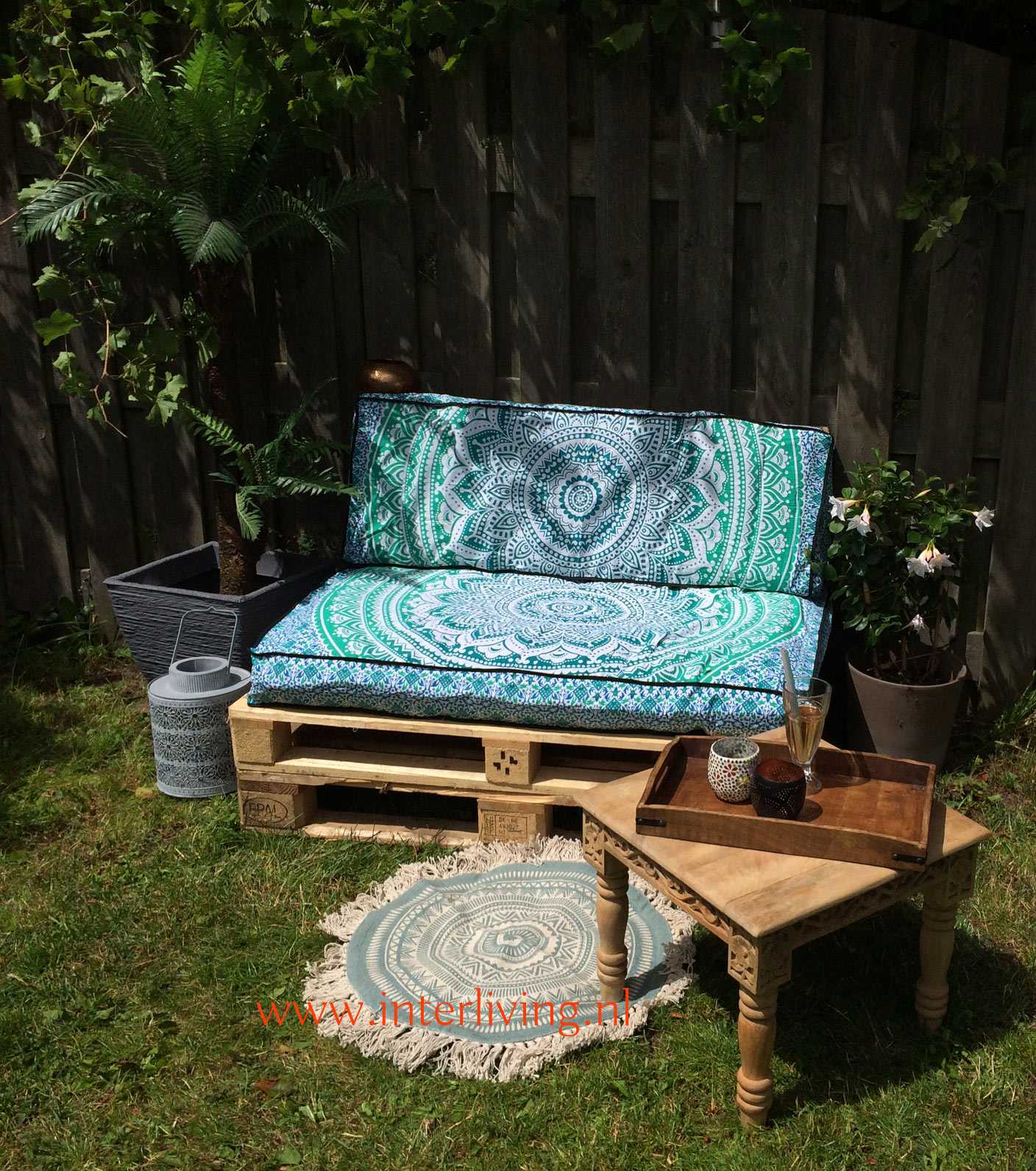 Oriëntaalse mandala print loungekussen-hoezen - mooi op je oosterse palletbank in de tuin