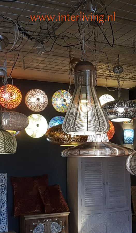 cone hanglamp van zilver ijzerdraad