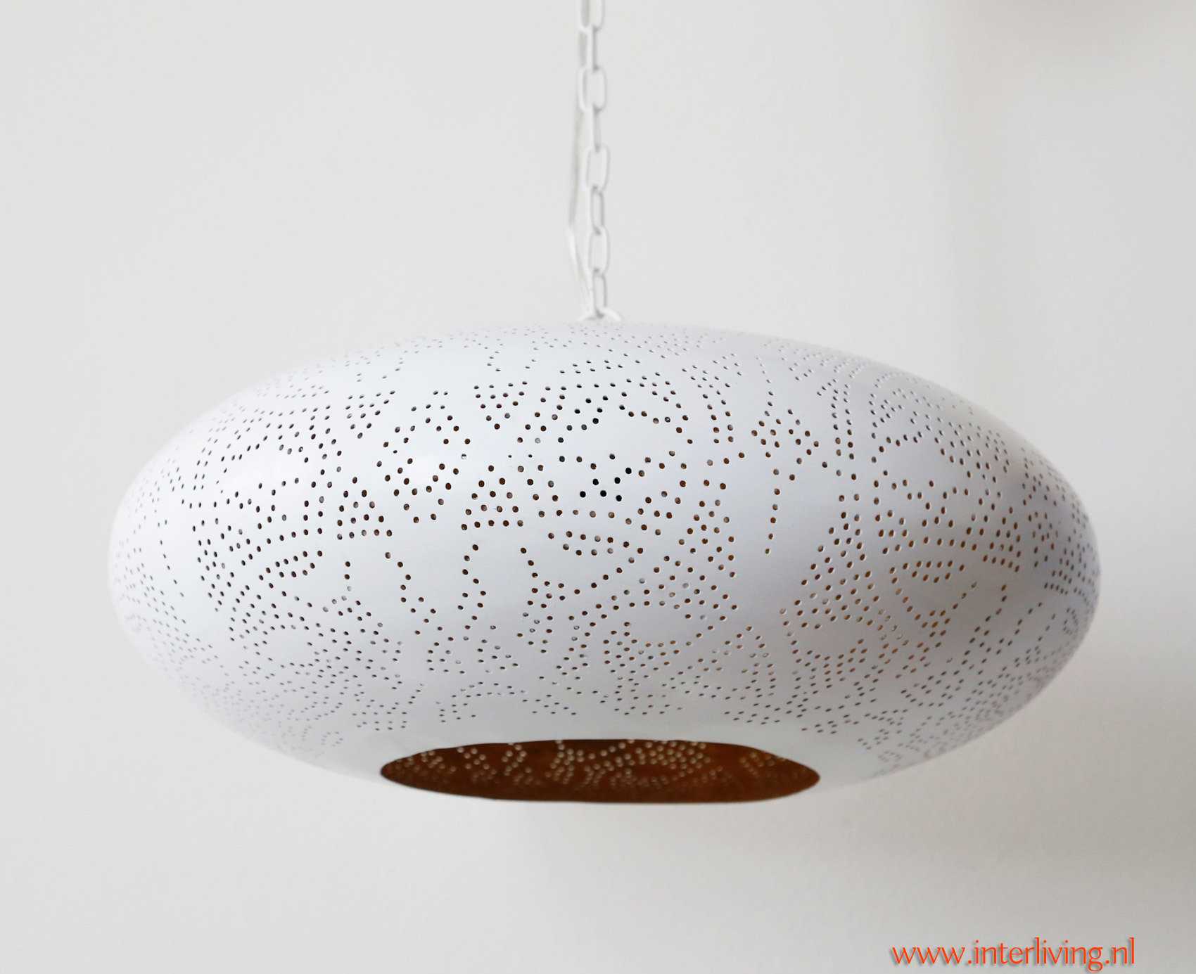 oosterse witte hanglamp met gouden binnenkant