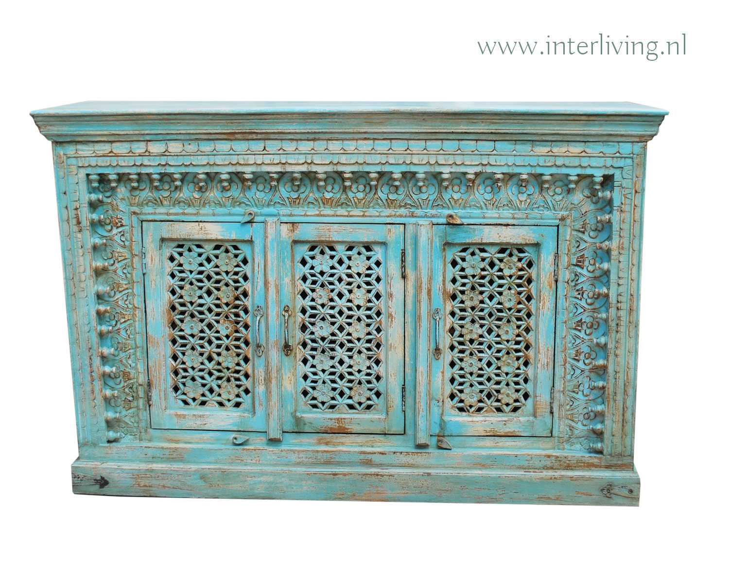 indiaas dressoir aqua lichtblauw