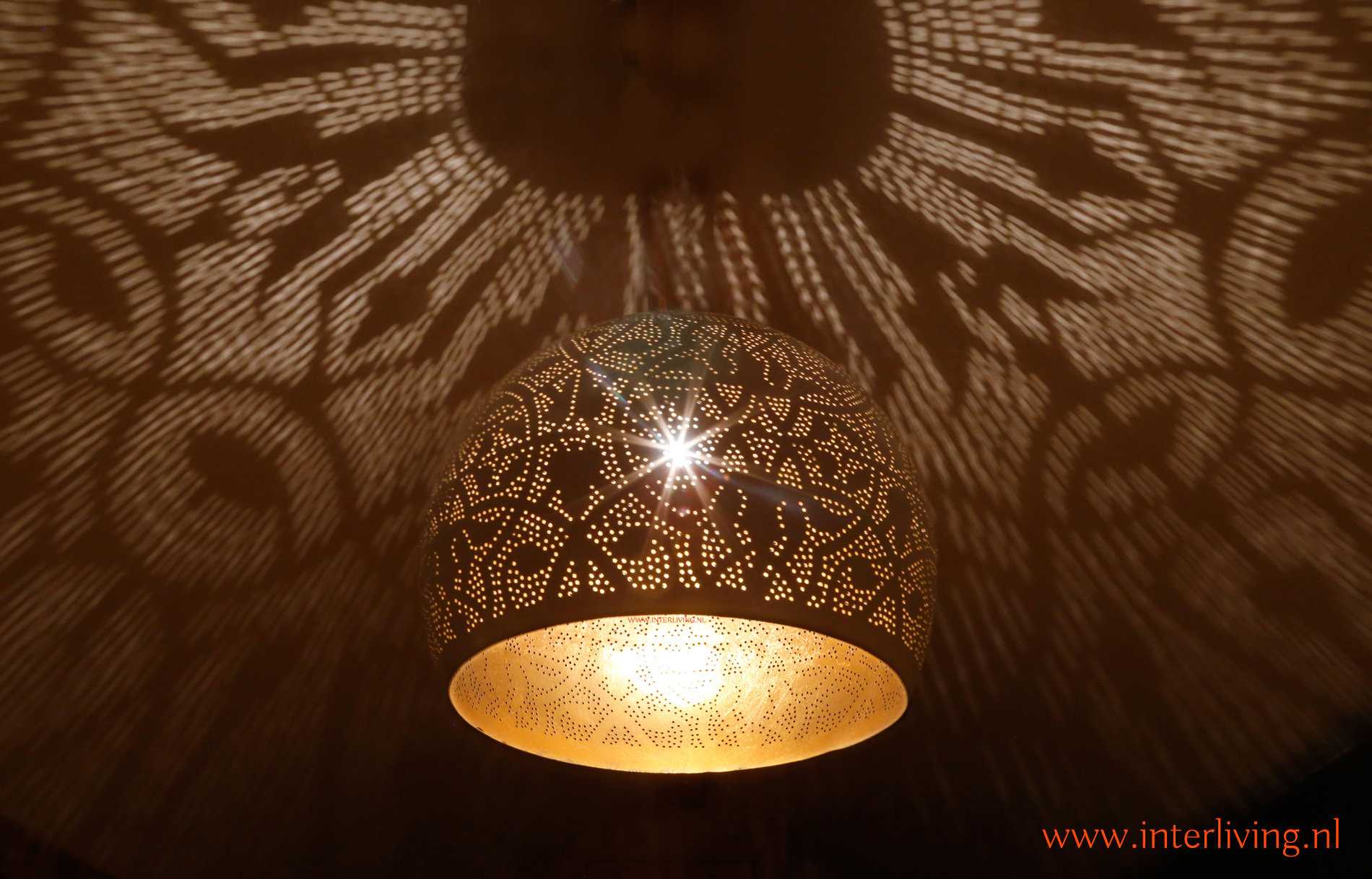 Witte oosterse hanglamp filigrain stijl – open onderkant