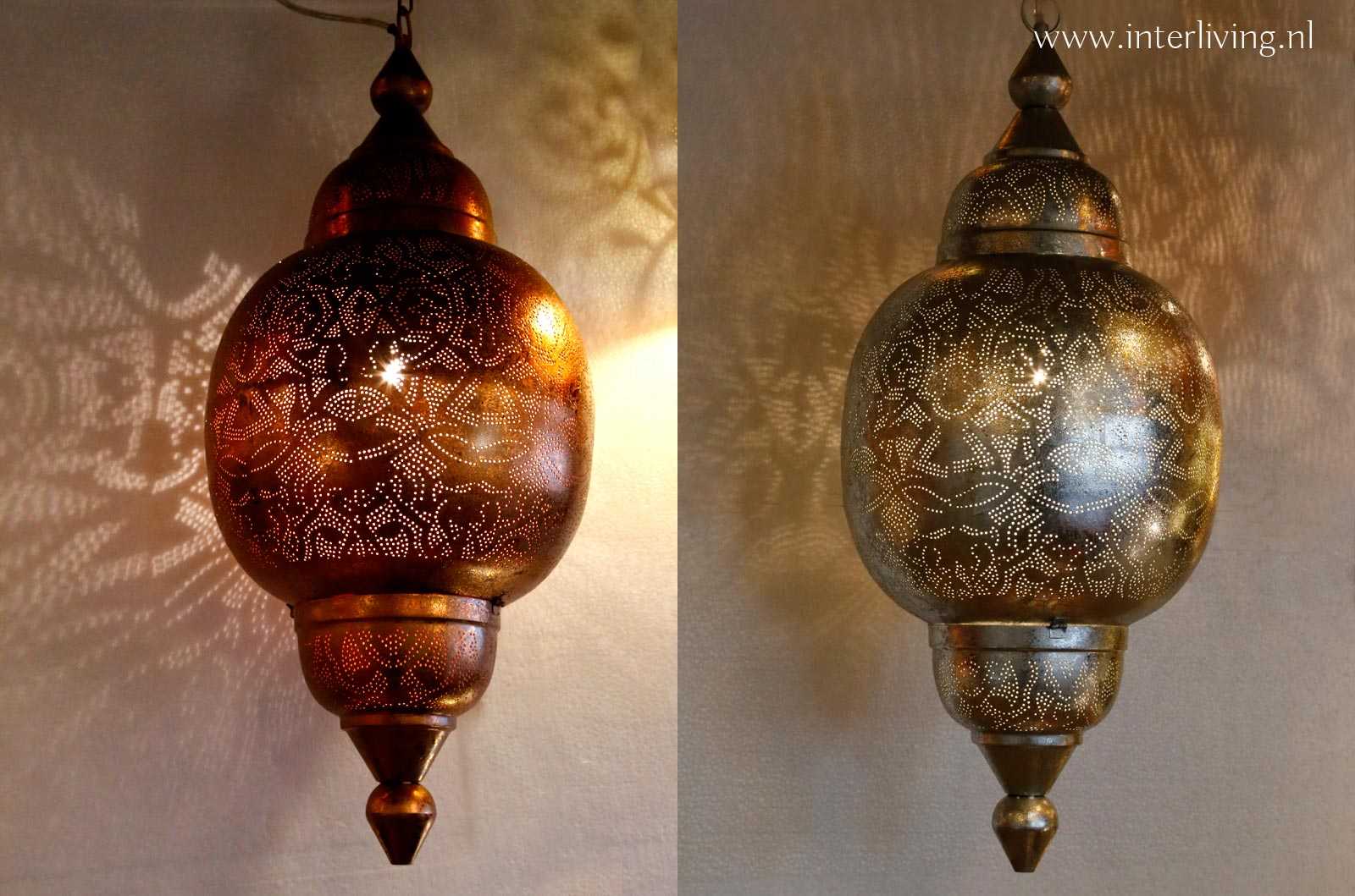 klei Weigering prototype Arabische hanglamp - grote dichte oosterse lantaarn met gaatjes
