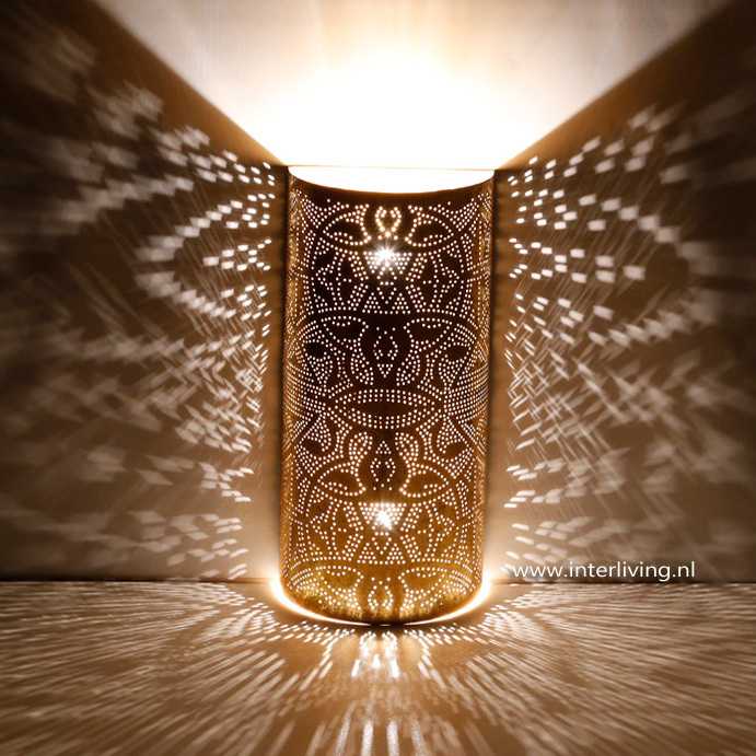 Oosterse wandlamp -filigrain - verweerd goud metaal