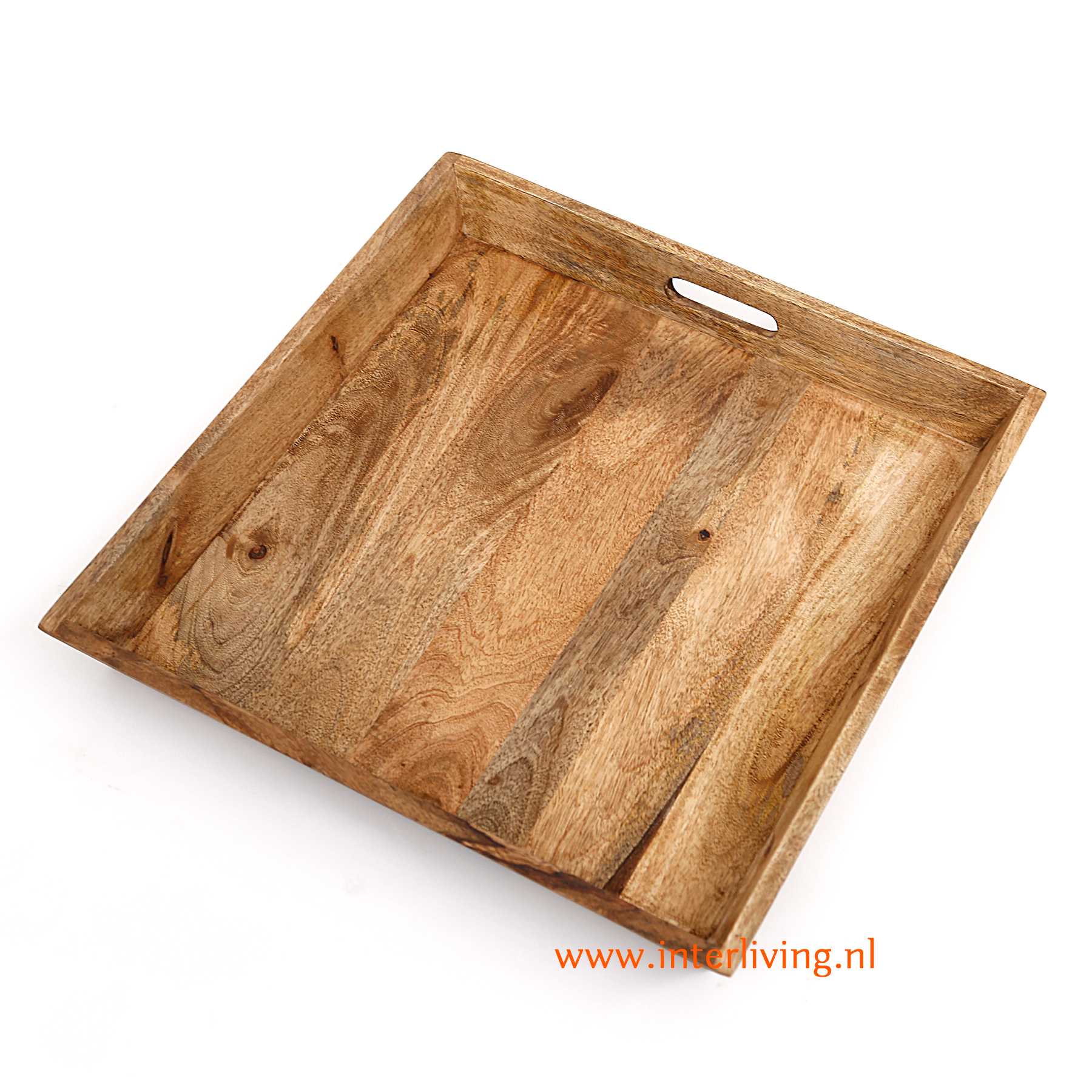 Koor Pessimistisch groot mangohouten dienblad XL - vierkant model - bestellen in webshop 50 cm