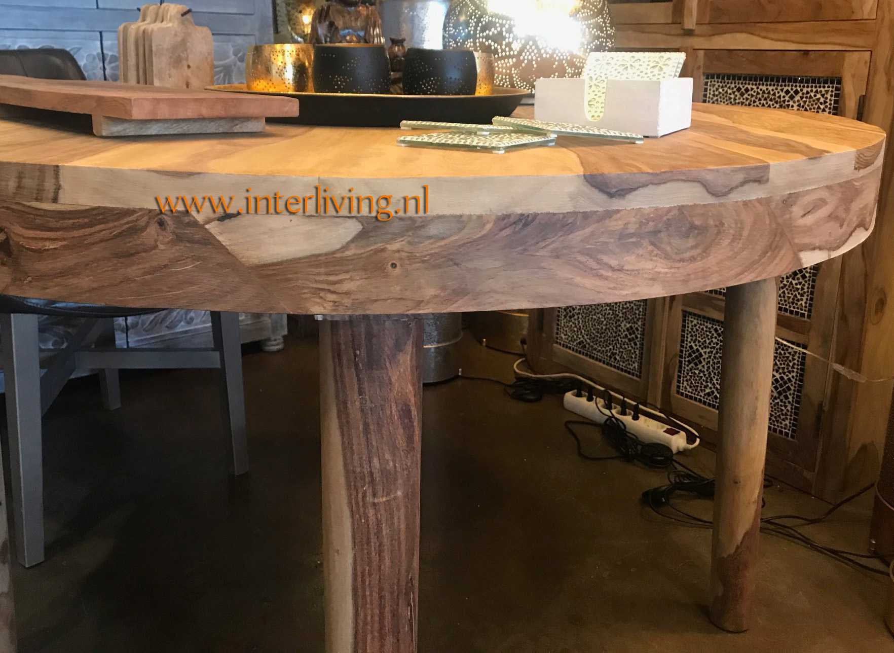 Verkeerd Charlotte Bronte Begeleiden Ronde houten tafel van massief naturel sheesham - oosterse en modern