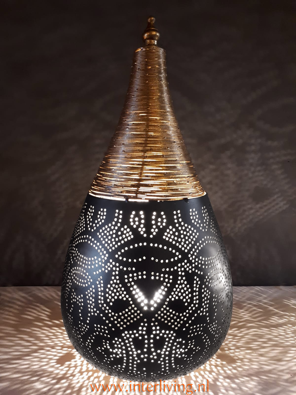 Oosterse staande lamp of tafellamp – zwart met goud