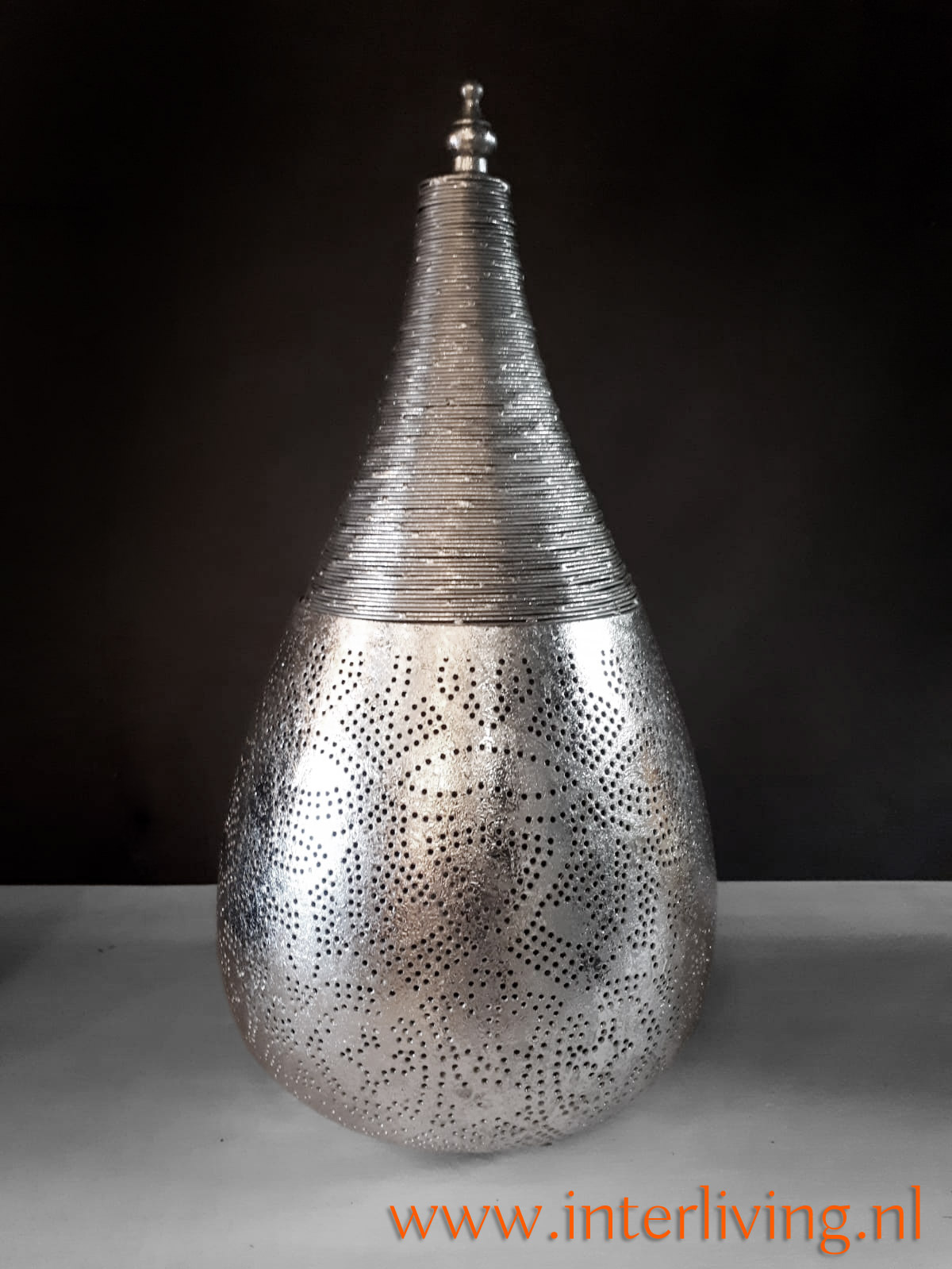 staande zilveren filigrain lamp – met gedraaid metaaldraad