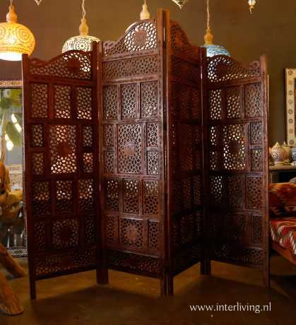 houten roomdivider kamerscherm india