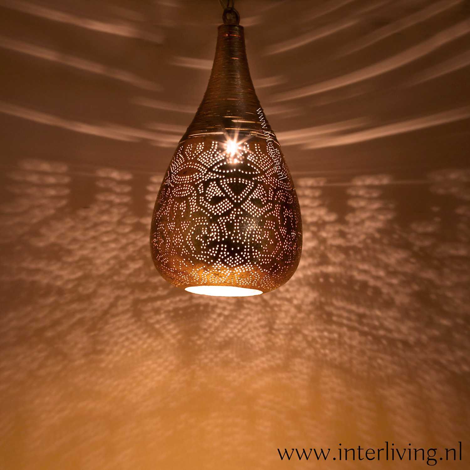 Warme sfeerverlichting hanglamp goud - moderne oosterse stijl lamp