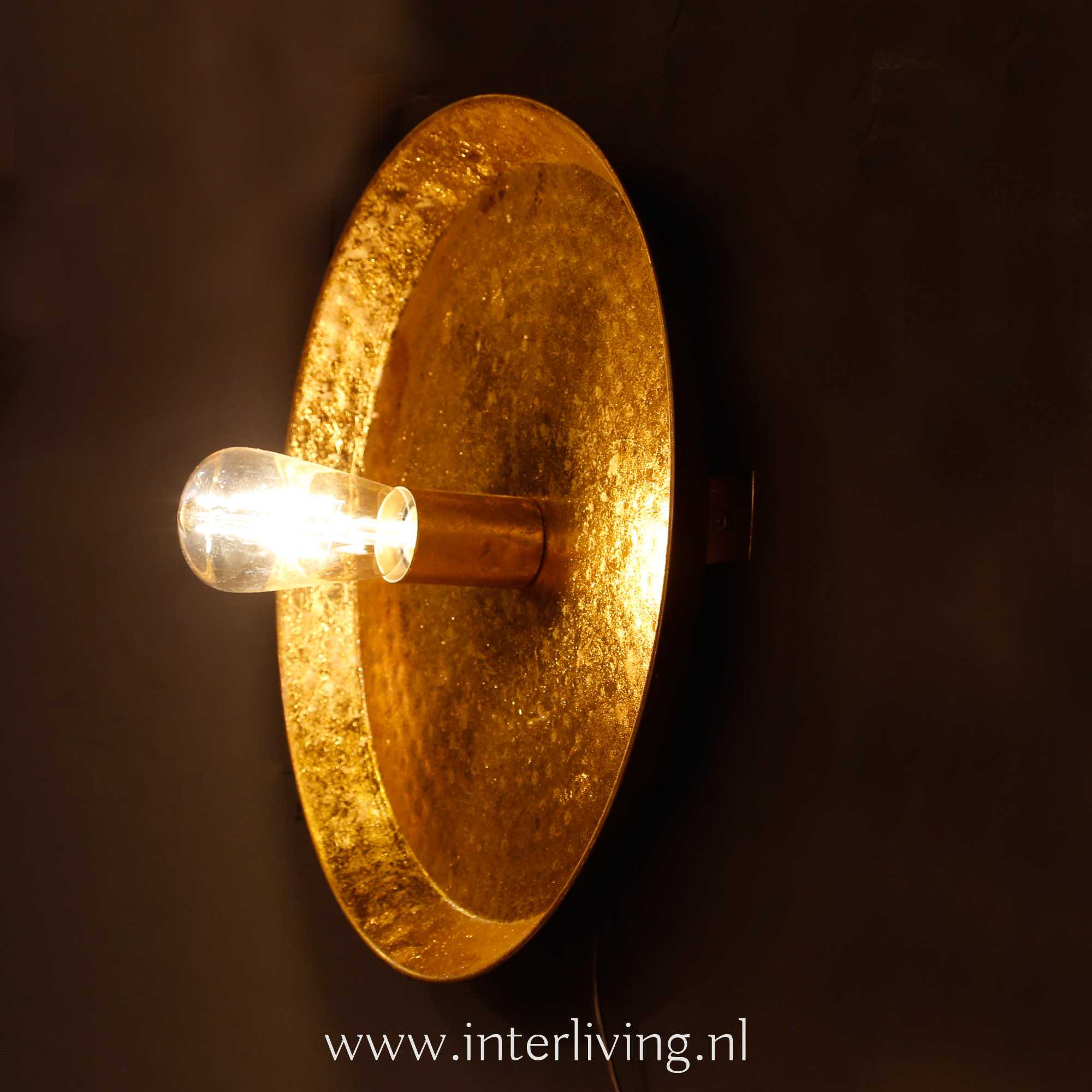 Taille verlamming Zwaaien Wandlamp rond model - goudlook metaal - "luxe hotel chic"