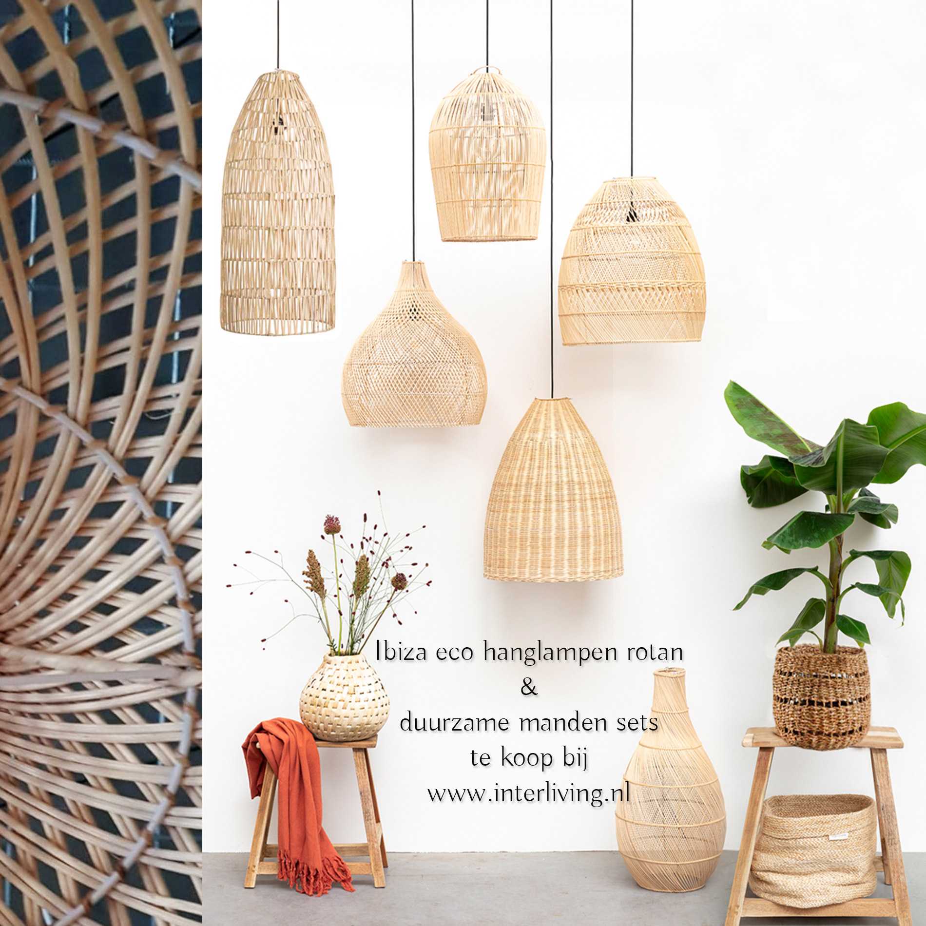 vraag naar Zonnig filter Rotan lampenkappen rotanpalm - boho & Ibiza eco woontrend uit Bali