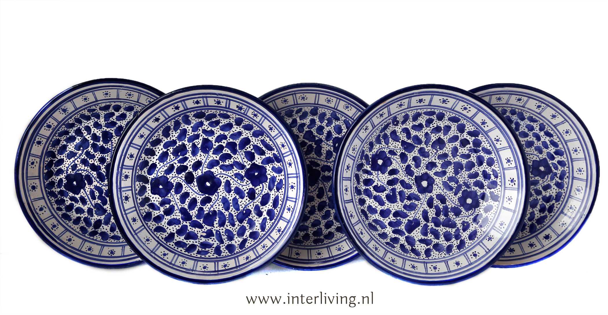 Marokkaans wit blauw aardewerk bord -handgemaakt
