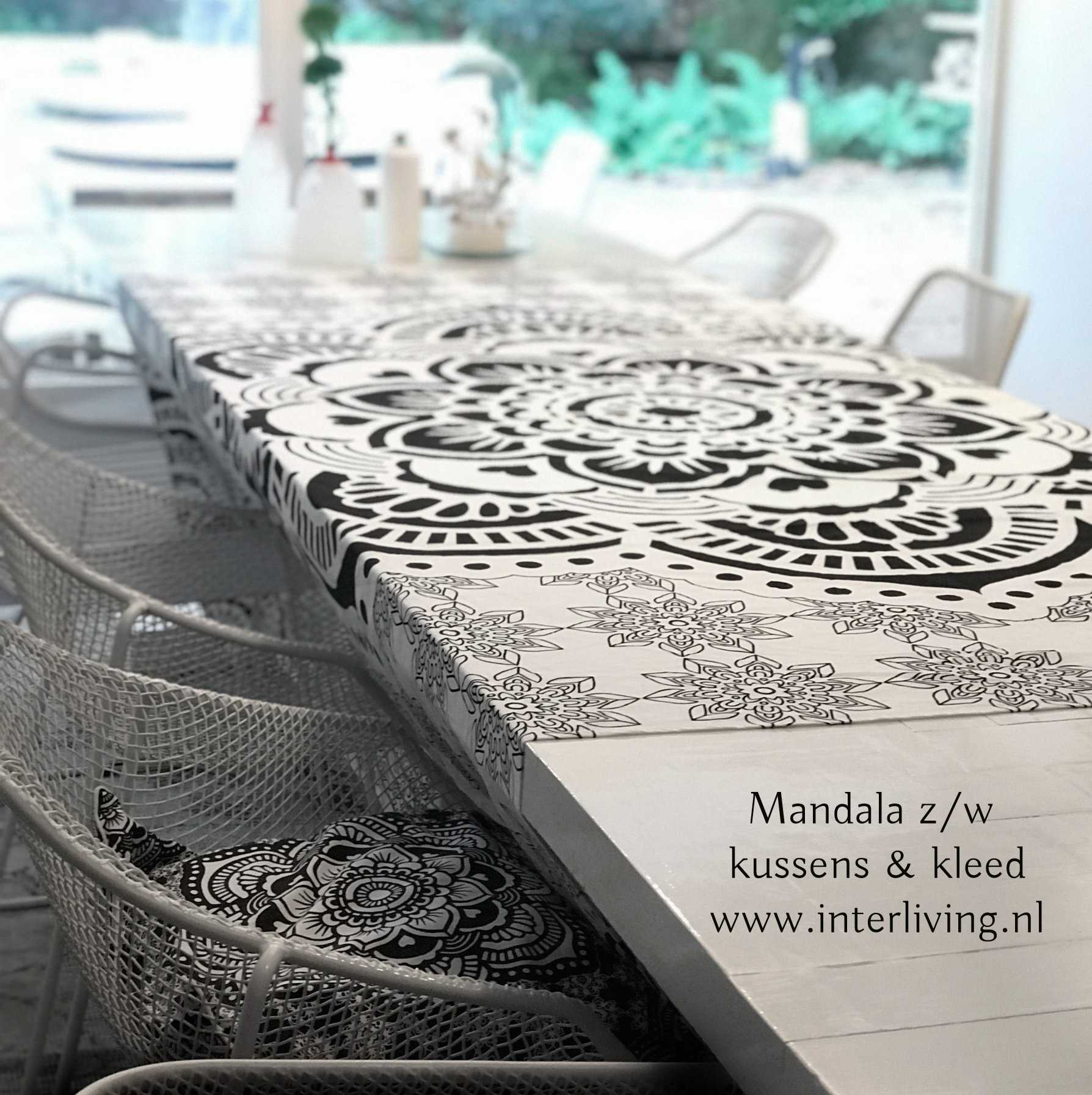 wit Mandala design - bedsprei Boho Ibiza chic