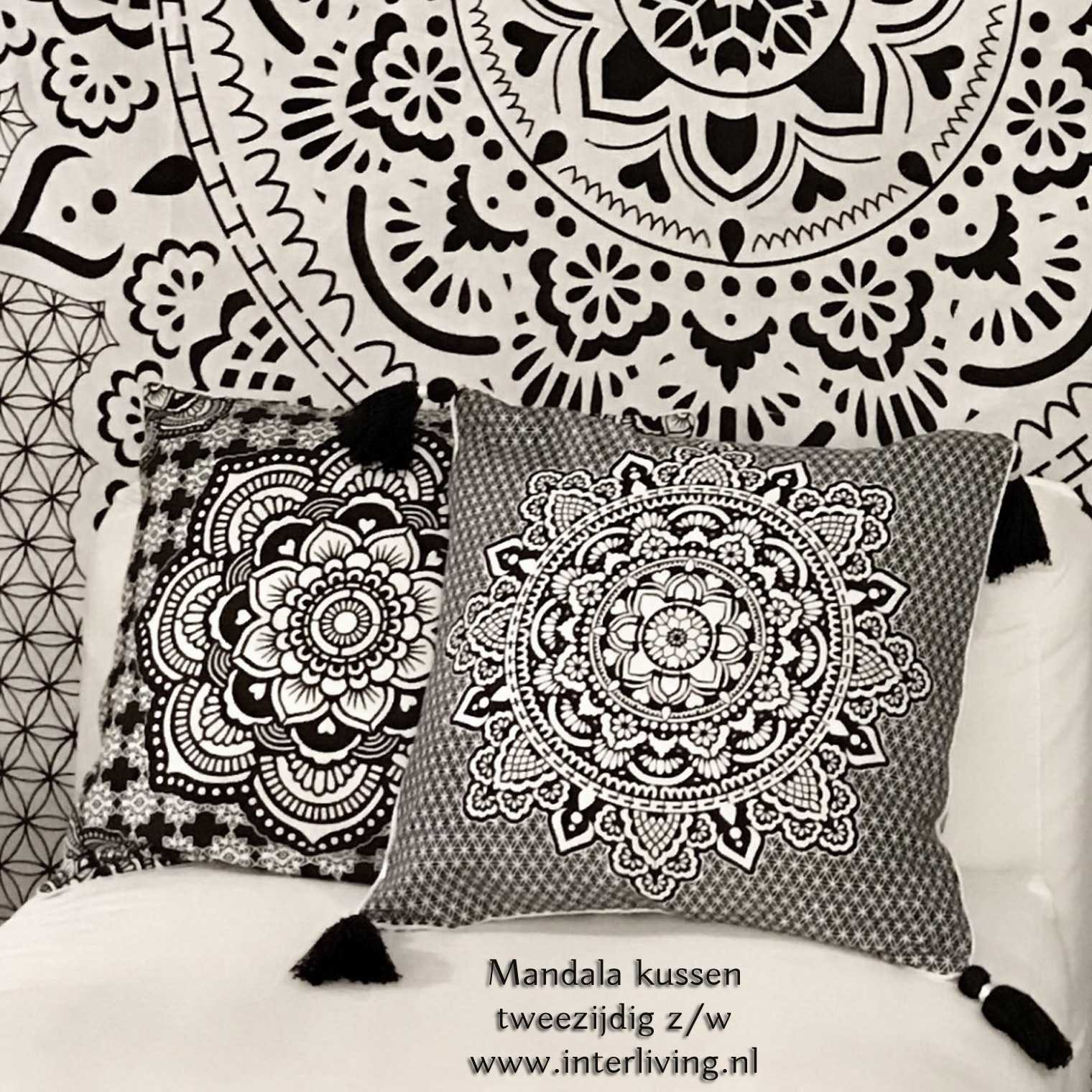 zwart wit Mandala design - bedsprei Nordic Boho chic