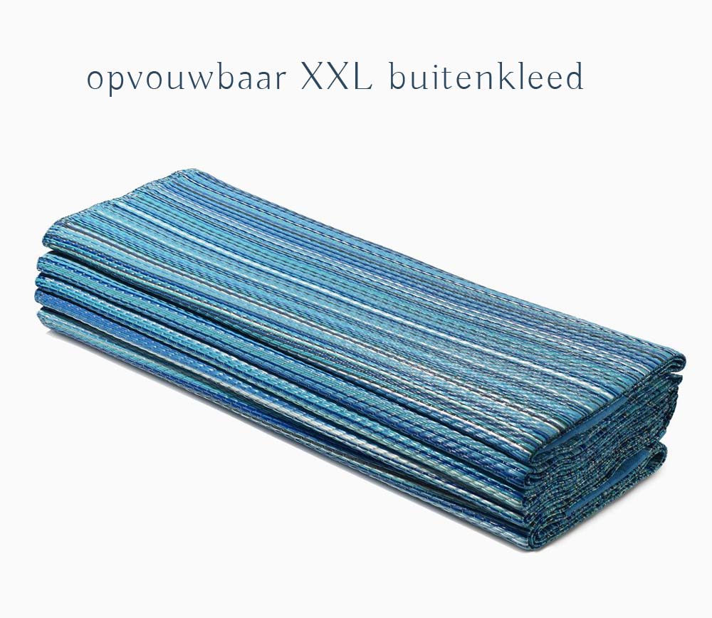 taart Terminal Regeneratief XXL Blauw buiten vloerkleed aqua - camping! 360 x 270 cm - opvouwbaar