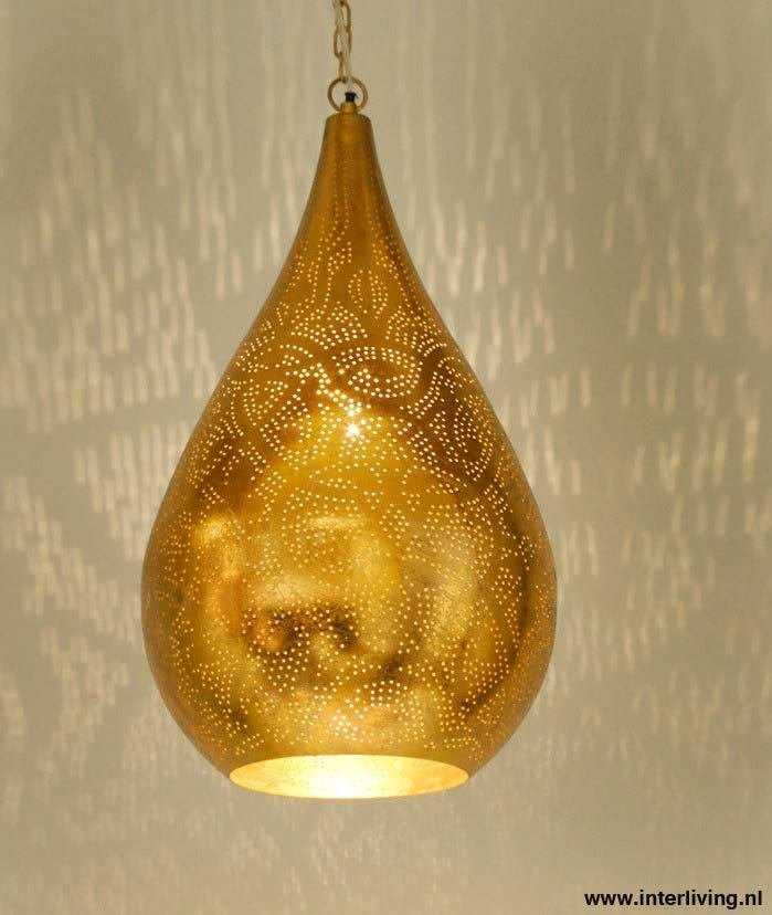 oosterse gouden druppel lamp - langwerpig