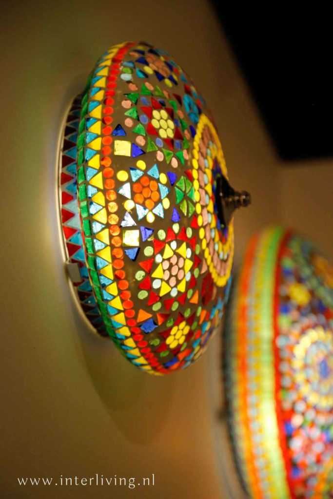 Oosterse Wandlamp Cilinder – Rood Oranje | Mozaïek | 26 cm Oosterse Wandlamp Cilinder – Rood Oranje | Mozaïek | 26 cm
