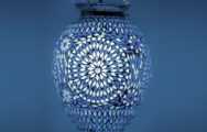 Blauwe mozaieklamp - stukjes glas - Turks mozaiek