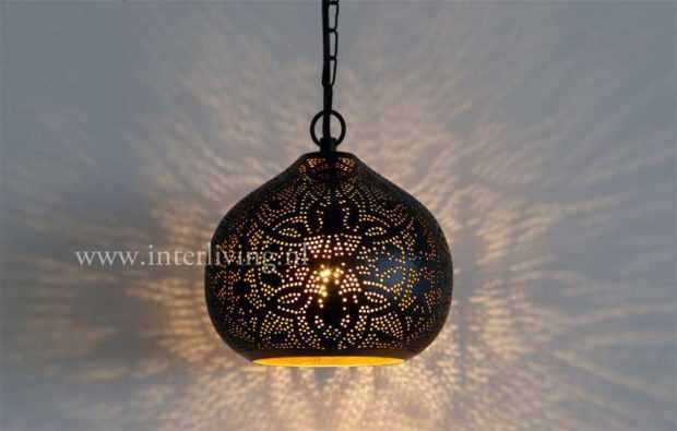 oosterse hanglamp - zwart met goud