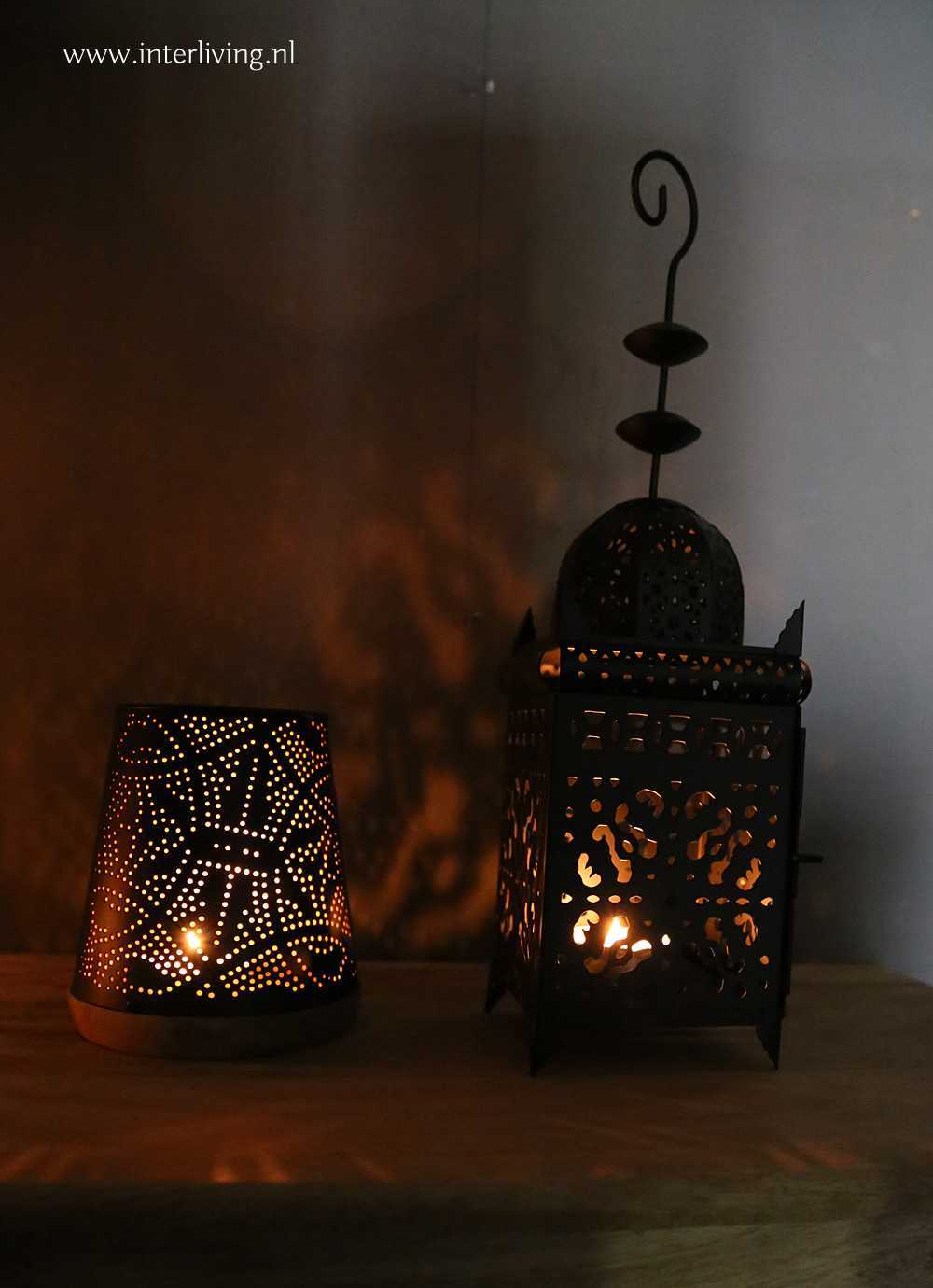 marokkaanse lantaarns en kaarsenhouders