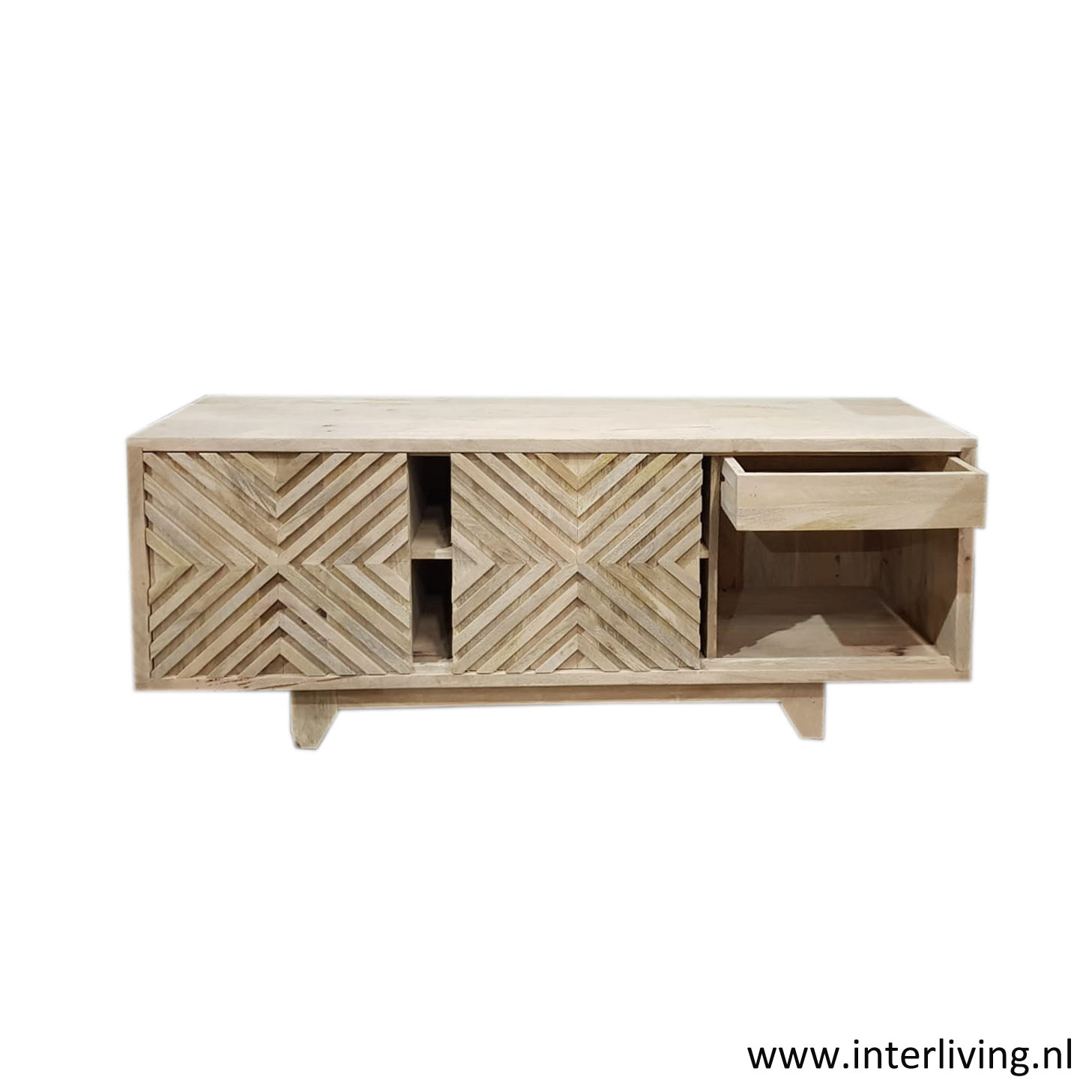 naturel houten dressoir Scandinavisch Boho - twee deuren -opberg vakken en twee lades