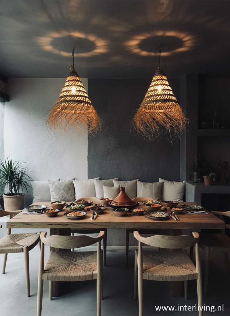 Boho stro Ibiza zeegras keuken hanglamp