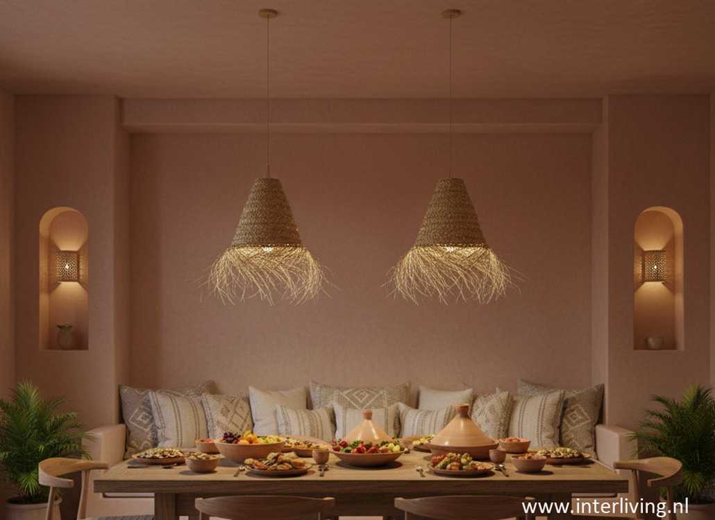 Wabi Sabi Boho Ibiza hanglamp raffia styling tips