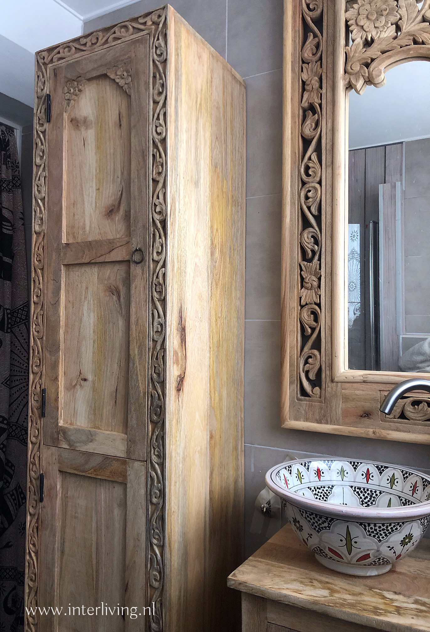 badkamer spiegel kast mangohout